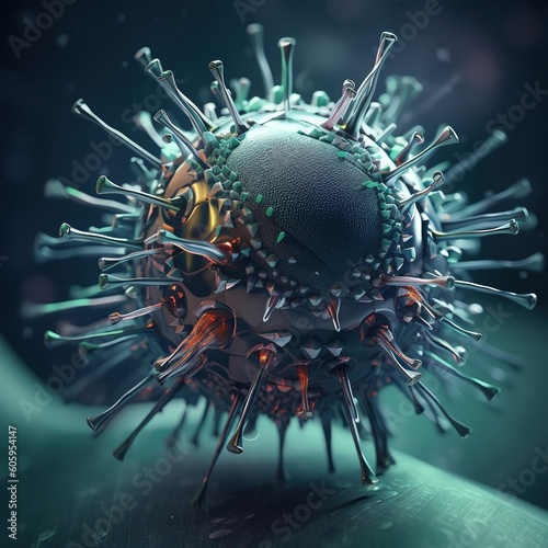 Métal Mortel : Virus en Macro, Fusion de Science et Futurisme photo