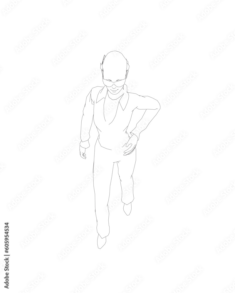Portrait of woman in sunglasses. Vector minimalistic illustration for social media stories, logo, poster, print, cover, postcard, banner. Female figure outline. Contour of a girl in a business suit.