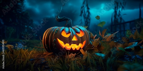 Halloween autumn fall night highly detailed Generative AI