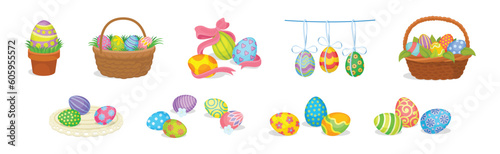 Decorated Easter Eggs as Spring Holiday Symbol Vector Set
