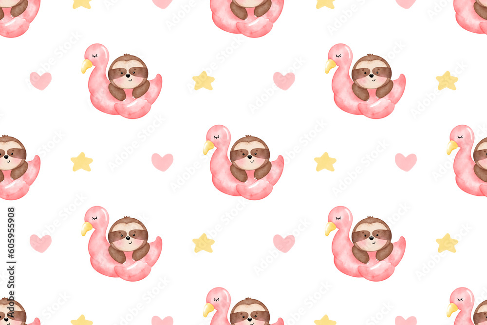 Cute sloth, summer animal, summer background, sloth background, patterns, pattern