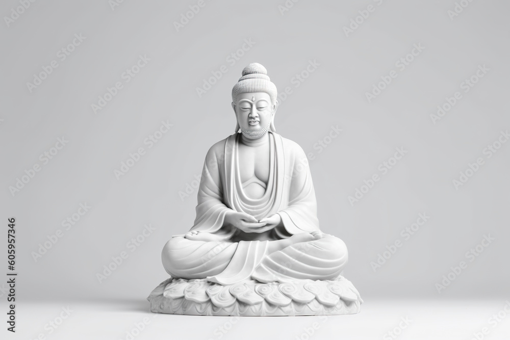 A statue of a person sitting in a lotus position. Generative AI.