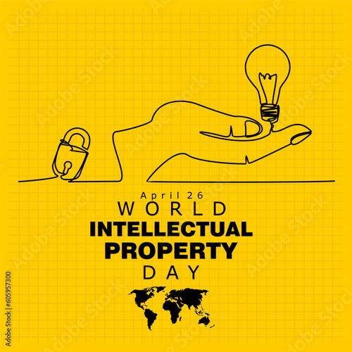 world intellectual property day, Poster and Banner, One continuous single line hand 