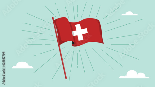 Swiss Flag Hand Drawn Vector Illustration