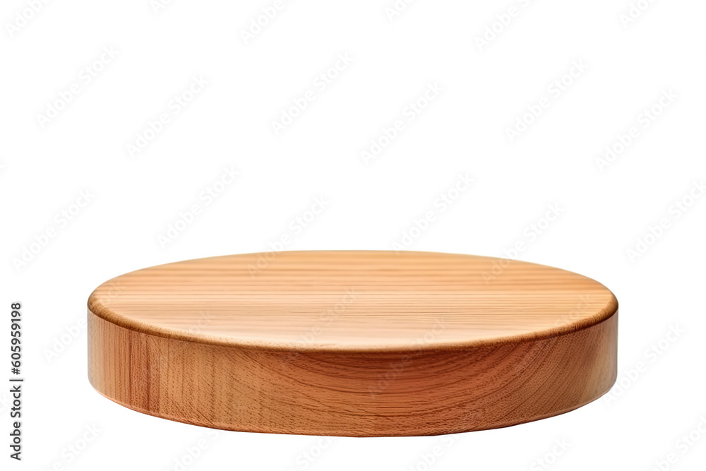Wood round podium , transparent background, PNG ,Generative AI Wood round podium , transparent background, PNG ,Generative AI
