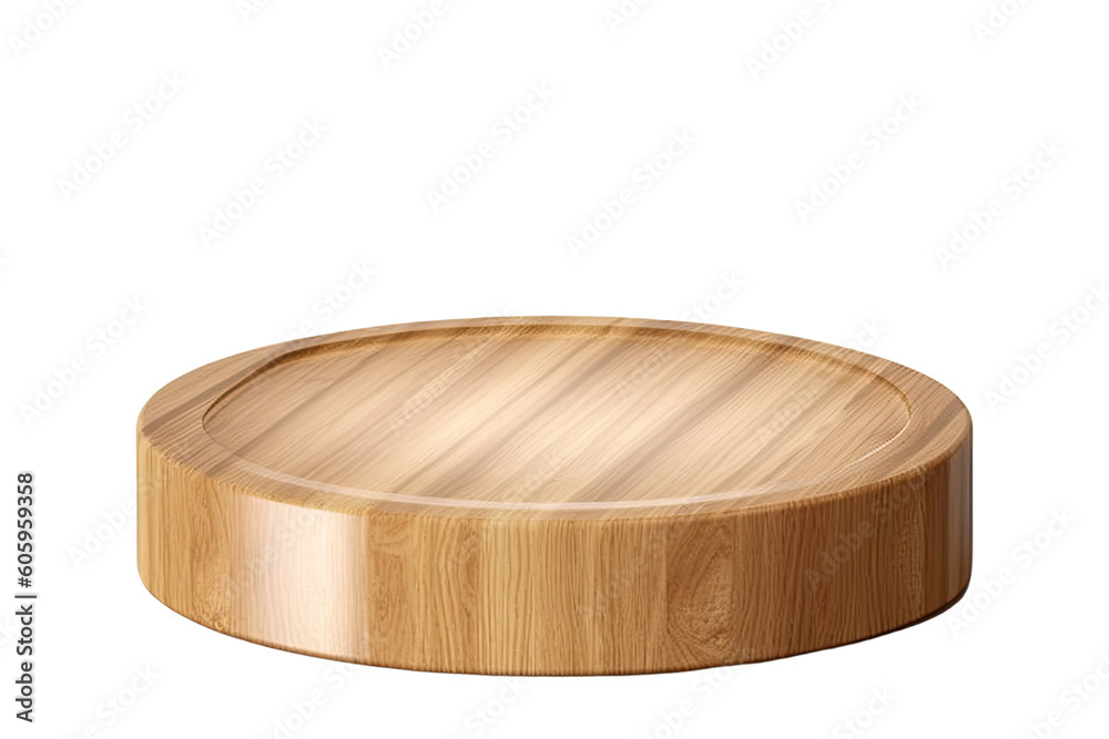 Wood round podium , transparent background, PNG ,Generative AI Wood round podium , transparent background, PNG ,Generative AI