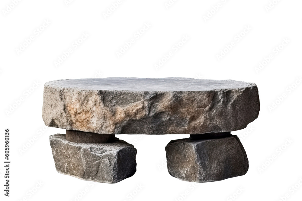 Stone round podium rock , transparent background, PNG ,Generative AI Stone round podium rock , transparent background, PNG ,Generative AI
