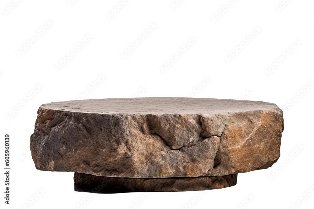Stone round podium rock , transparent background, PNG ,Generative AI Stone round podium rock , transparent background, PNG ,Generative AI