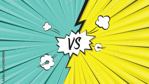 Versus VS Comics Style Background Vertical Template. Comic book style background, Classic pop-art style, superhero battle intro ( 16:9 aspect ratio )
