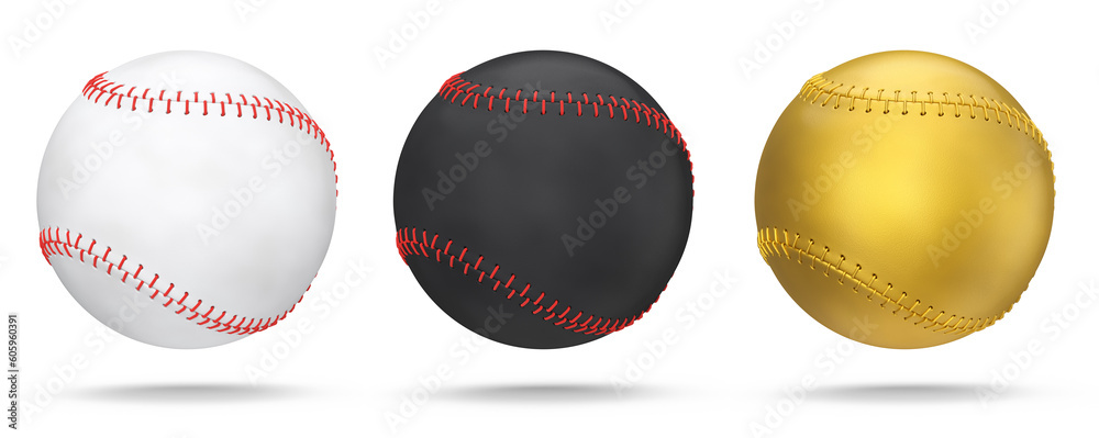 Set of softball or baseball balls isolated on white background. Set of softball or baseball balls isolated on white background.