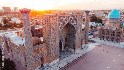 Vászonkép Registan Square in Samarkand Uzbekistan during sunset