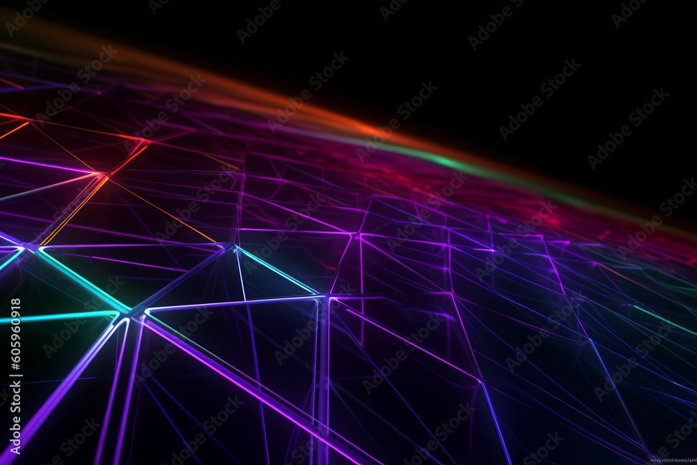 Technological Neon Lines: A Mesmerizing Abstract Background for Your Next Digital Project Generative AI.