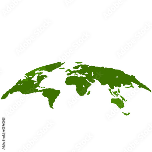 Green Curved World Map