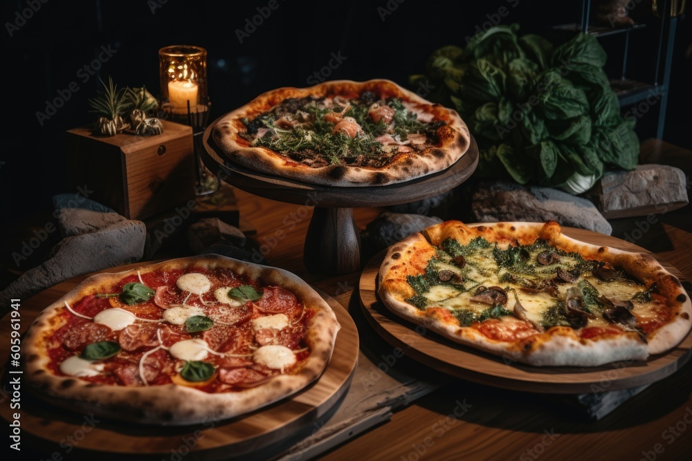 pizzeria with a fusion of italian and japanese ingredients, offering unique pizzas and pastries, created with generative ai pizzeria with a fusion of italian and japanese ingredients, offering unique pizzas and pastries, created with generative ai