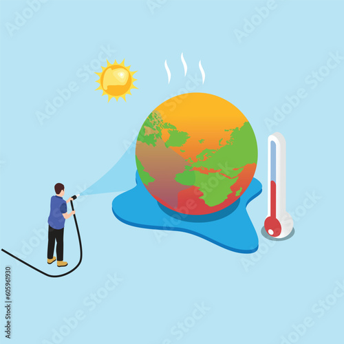 Global Warming and Climate Change isometric 3d vector illustration concept for banner, website, illustration, landing page, flyer, etc.