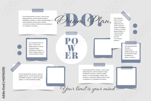 Vector photo collage template moodboard pictures grids vector illustration