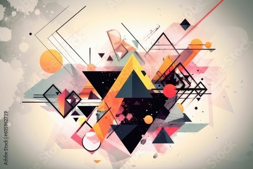 abstract composition of geometric shapes and lines, created with generative ai
