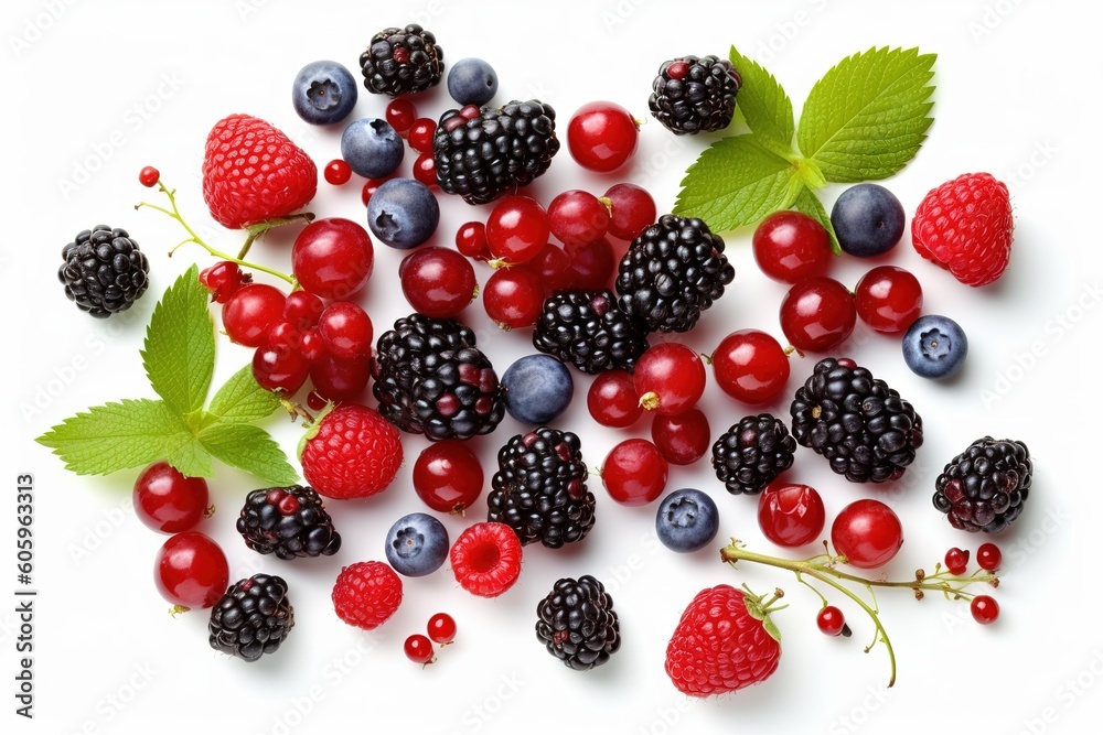 Many Different Berries on a White Background Many Different Berries on a White Background