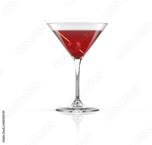 Martini Glass with Cherry 3D-Illustration