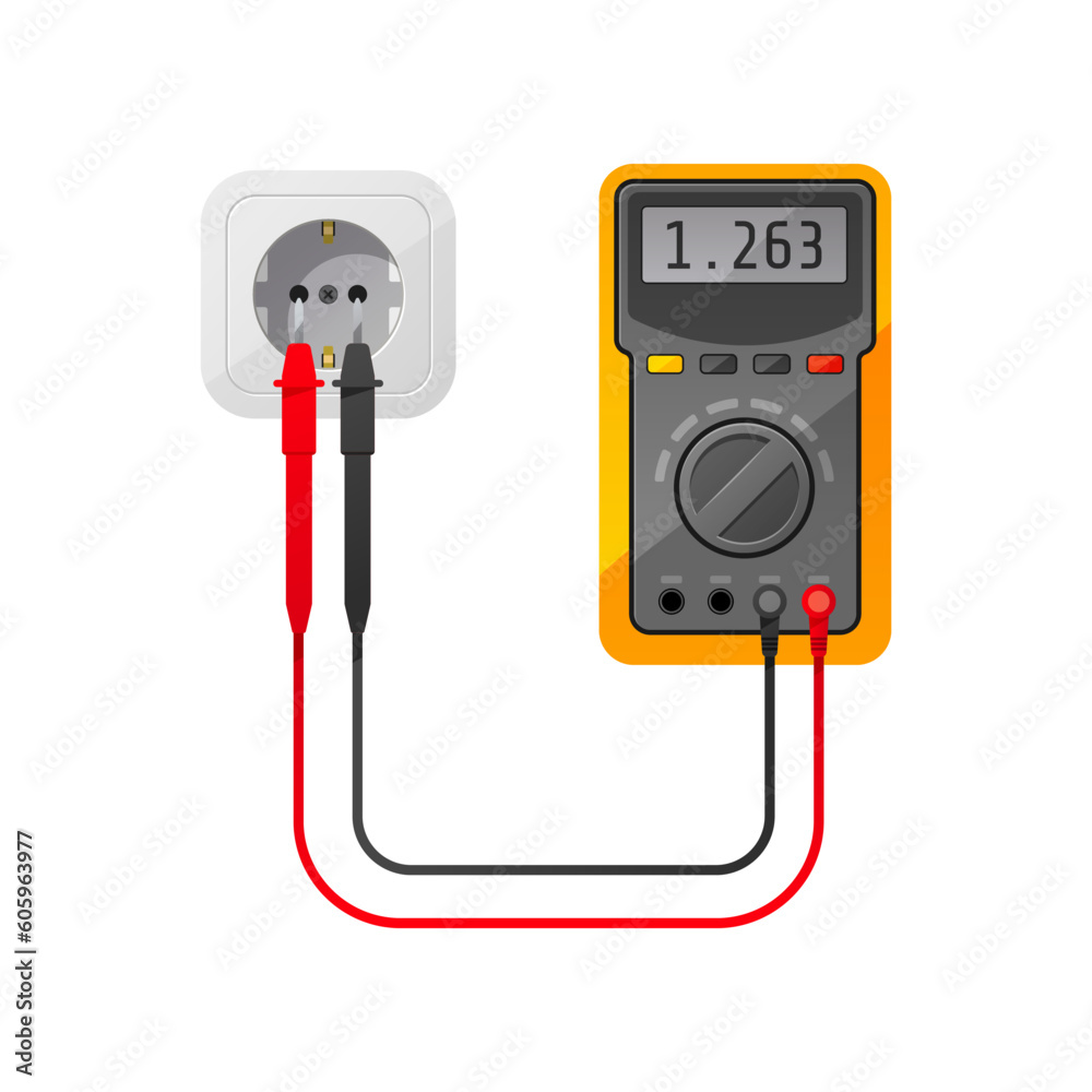 Measuring electricity in socket using multimeter. Measuring electricity in socket using multimeter.