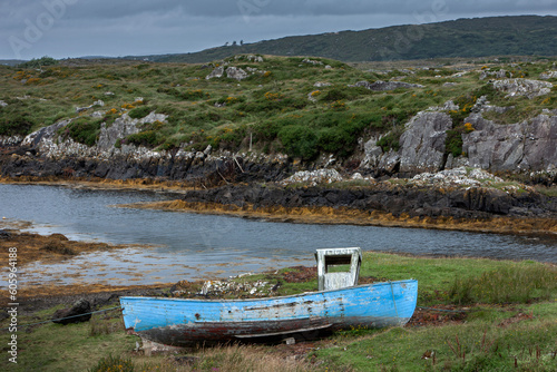 Fishing boat wreck at westcoast Ireland. Connemara. 