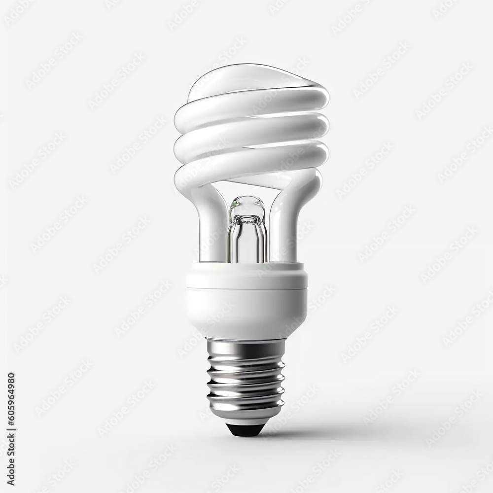 Energy saving light bulb isolated on white background. Energy saving light bulb illustration. Generative ai. Energy saving light bulb isolated on white background. Energy saving light bulb illustration. Generative ai.