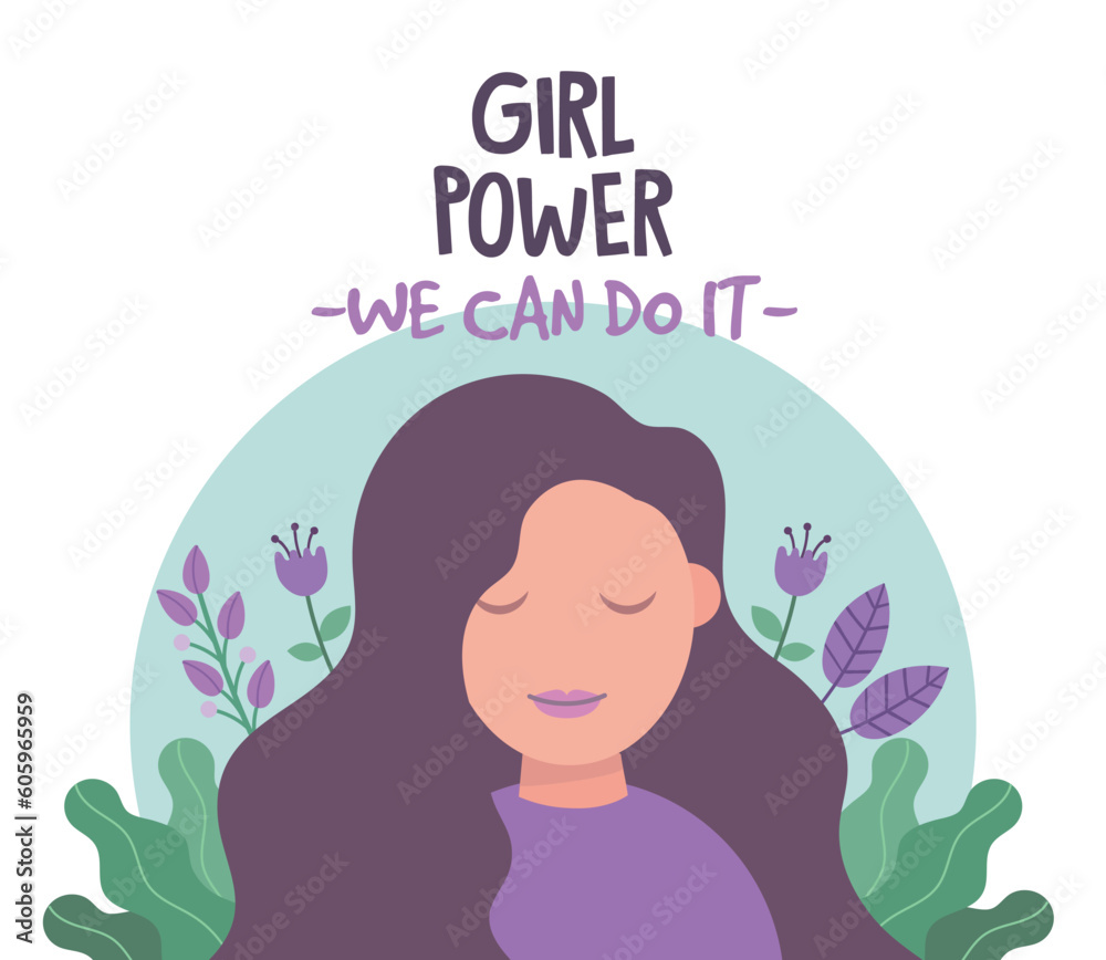 Feminism composition with motivational quote girl power Feminism composition with motivational quote girl power