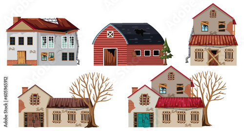 Set of old abandoned house