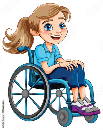 Disable woman sitting on wheelchair
