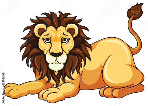 Lion resting on the ground