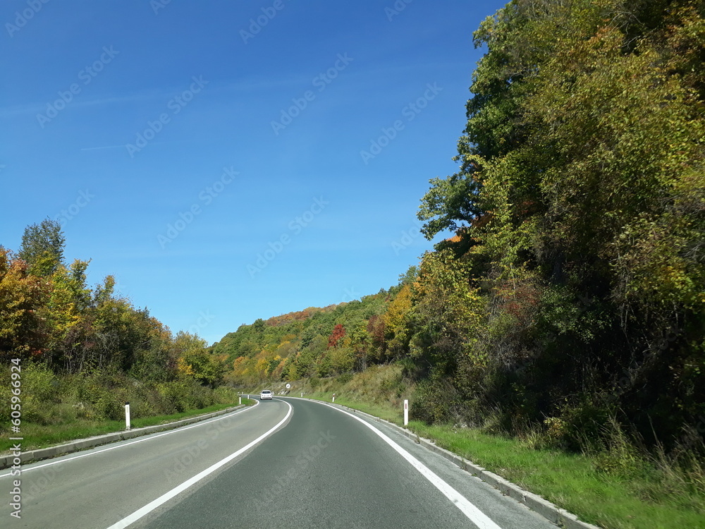 Highway on an afternoon in the autumn of 2017