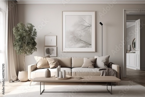 Modern luxury living room   Modern interior living room design   3d rendering of modern living room with white sofa   Panoramic grey living room   Colourful living room interior ,Generative AI © Azar