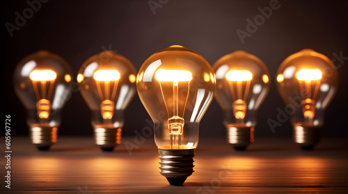 idea concept with light bulbs. creative concept with innovation and inspiration style symbol of creativity, brainstorm, creative idea, thinking. Generative Ai