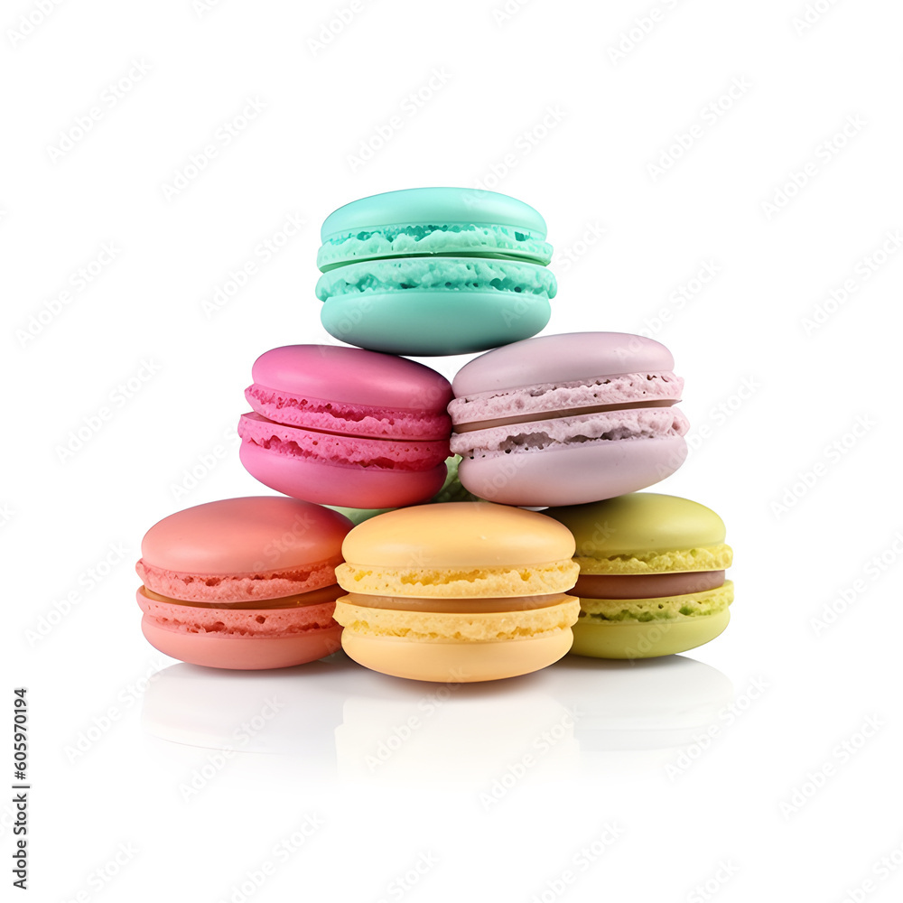 Magaroons isolated on white background. Generative AI. Magaroons isolated on white background. Generative AI.