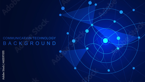 Geometric circuit dots and lines connection for communication technology and social network concept background.