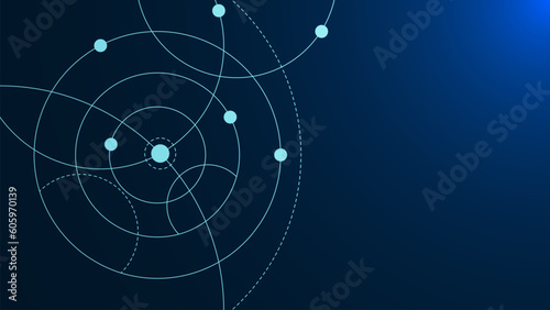 Geometric circuit dots and lines connection for communication technology and social network concept background.