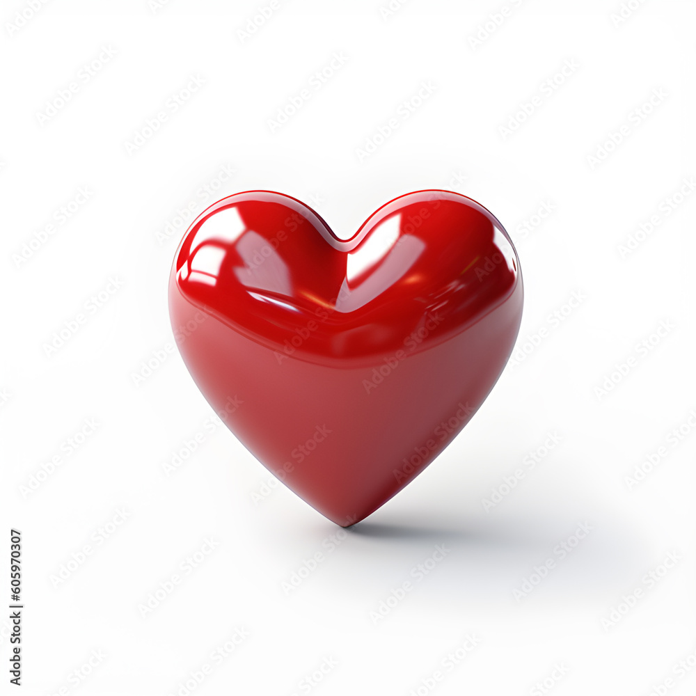 Red heart isolated on white background. Generative AI.