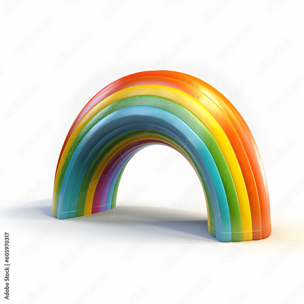 3d rainbow with colorful on white background. Generative AI 3d rainbow with colorful on white background. Generative AI