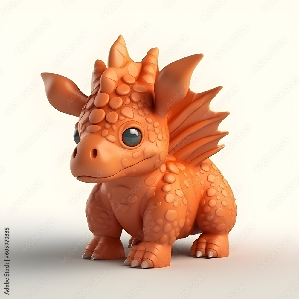 Cute lovely small dinosaur 3d rendering.