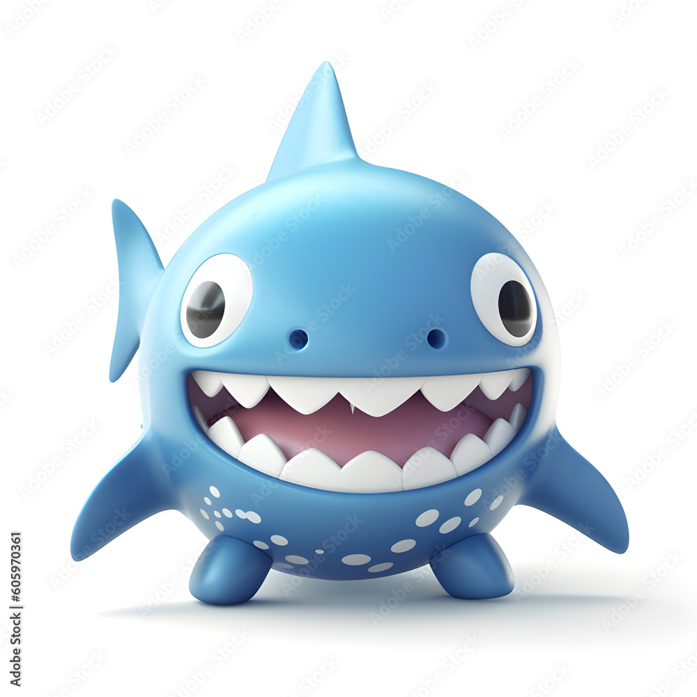 Cute shark isolated on background 3d rendering. Cute shark isolated on background 3d rendering.