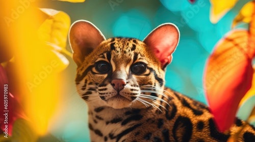 Margay in vibrant colors photo