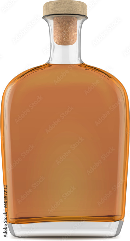 Rum Whiskey Cognac Bottle With Liquid 3D Rendering Rum Whiskey Cognac Bottle With Liquid 3D Rendering