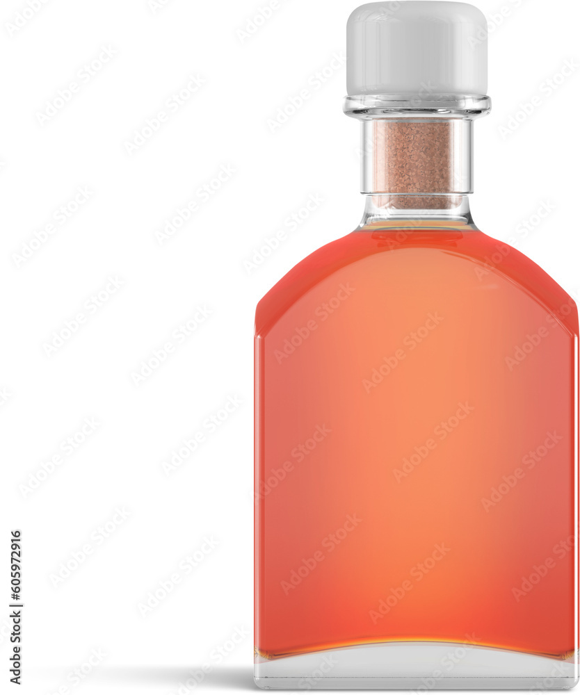 Rum Whiskey Cognac Bottle With Liquid 3D Rendering Rum Whiskey Cognac Bottle With Liquid 3D Rendering