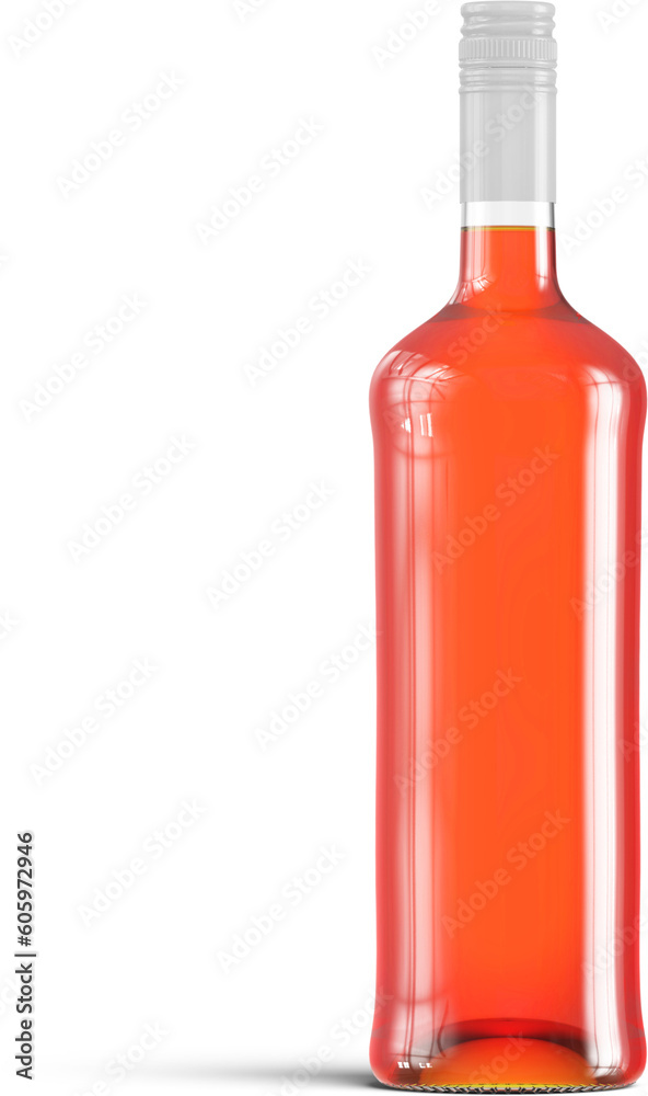 Rum Whiskey Cognac Bottle With Liquid 3D Rendering Rum Whiskey Cognac Bottle With Liquid 3D Rendering