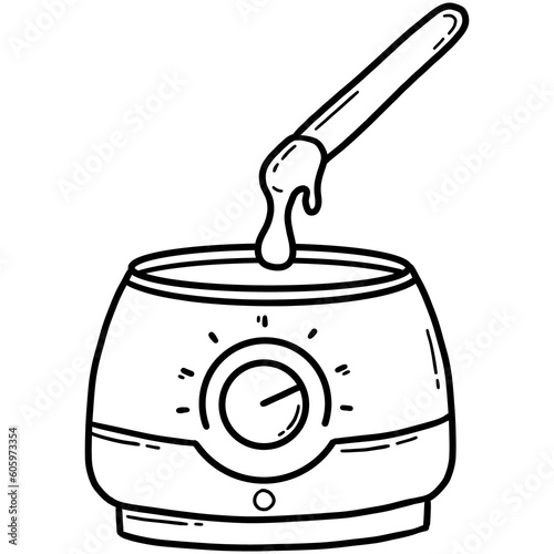 Wax heater for depilation with a spatula, paraffin hair removal, doodle icon
