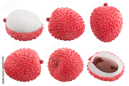Lychee isolated on white background, full depth of field