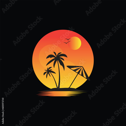 happy summer day beach vector design