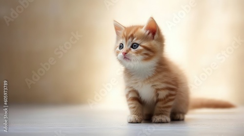 Very cute small kitten light background