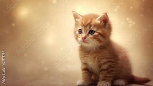 Very cute small kitten light background
