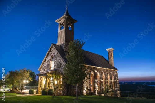 Chapel of the Ozarks at Big Cedar Lodge at sunset in Ridgedale, Missouri. photo